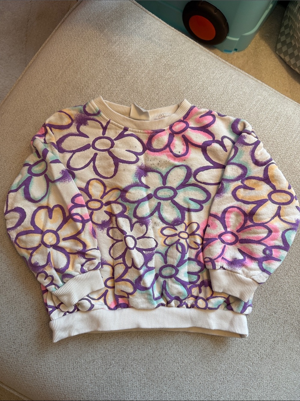 Zara Cream Sweatshirt with Purple, Pink and Teal Floral Print